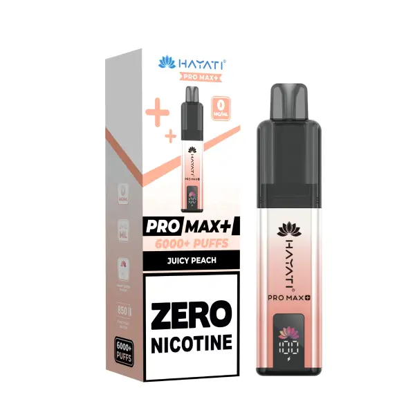 Juicy Peach Hayati Pro Max Plus 6000 Prefilled Pod Kit Zero Nicotine